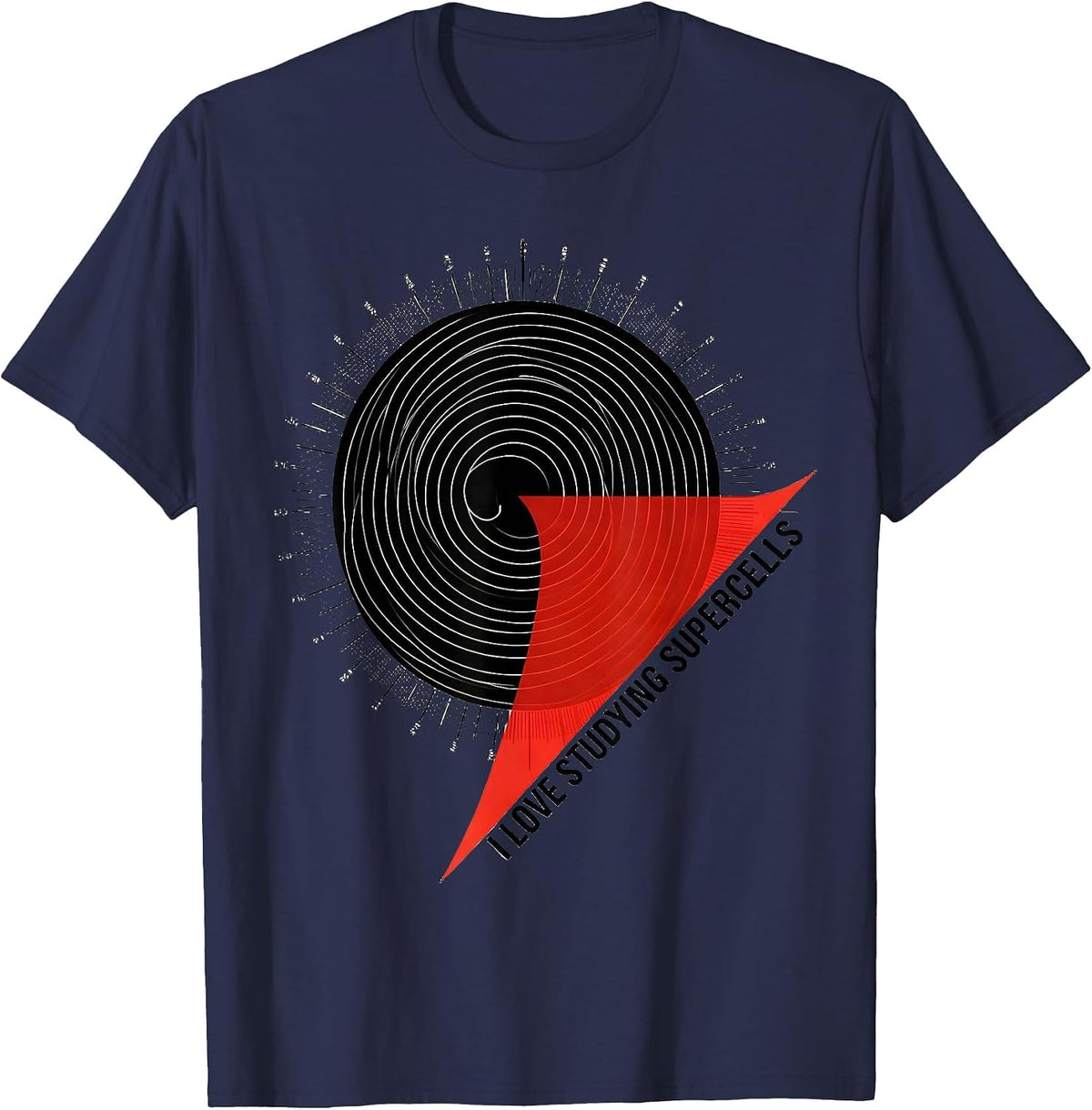 I Love Studying Supercells Weather Enthusiast Storm Chaser T-Shirt - Navy Blue