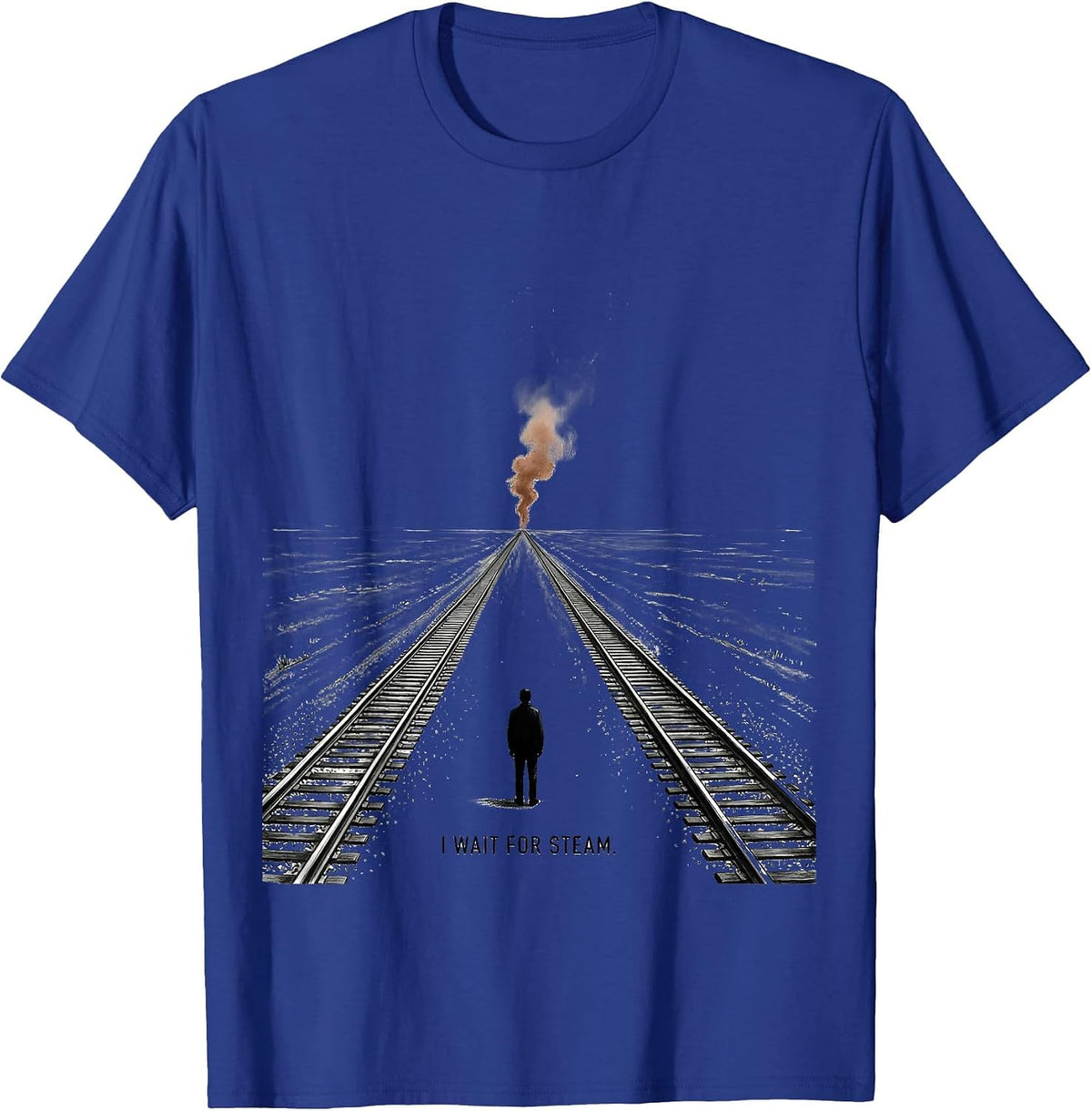 I Wait For Steam Vintage Steam Locomotive Train Enthusiast T-Shirt - Royal Blue