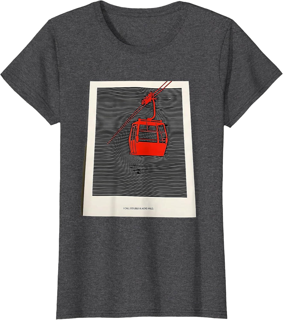 Women's I Call Double Blacks Mild Funny Ski Snowboard Vintage Gift T-Shirt - Dark Heather Grey