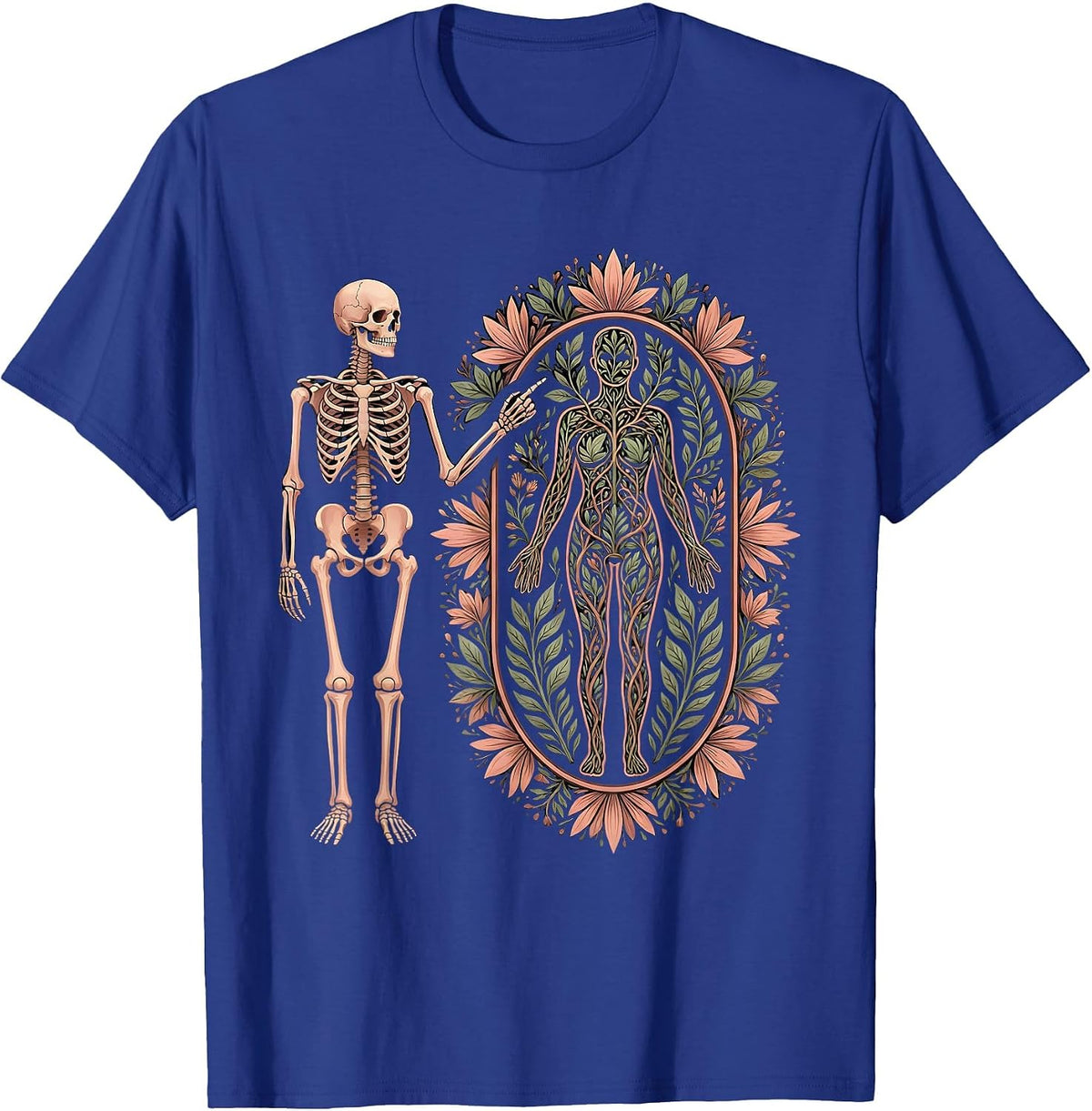 Men's Skeleton Anatomy Diagram Illustration T-Shirt - Royal Blue