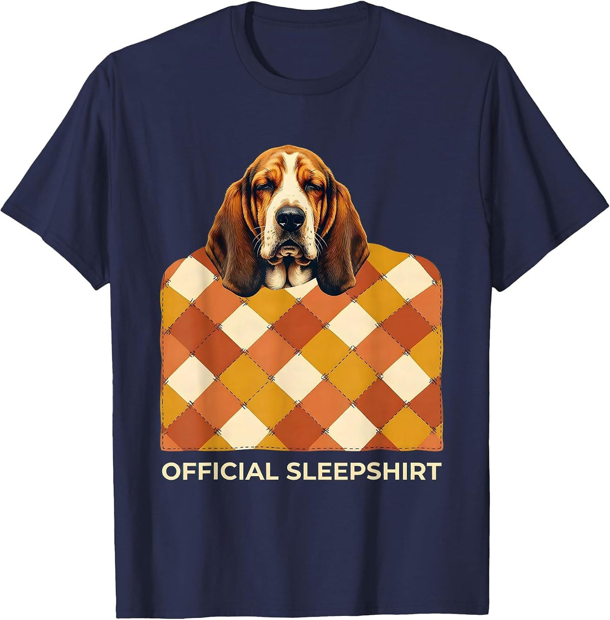 Men's Official Sleepshirt Basset Hound Funny Animal Lover Pajama T-Shirt - Navy Blue