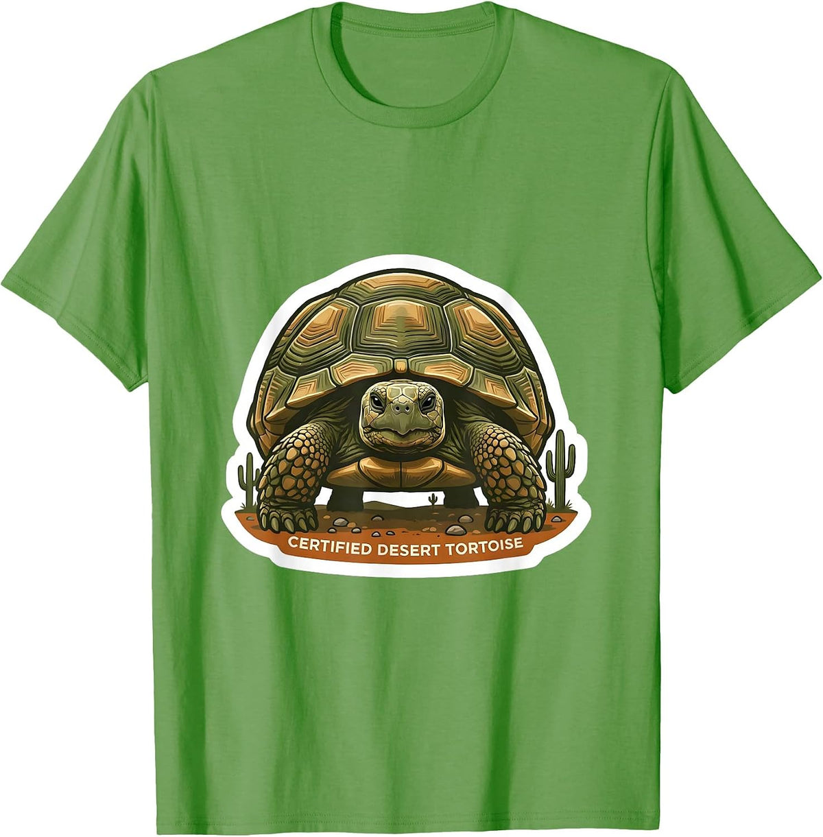 Men's Certified Desert Tortoise Vintage Arizona Souvenir Sticker T-Shirt - Grass Green