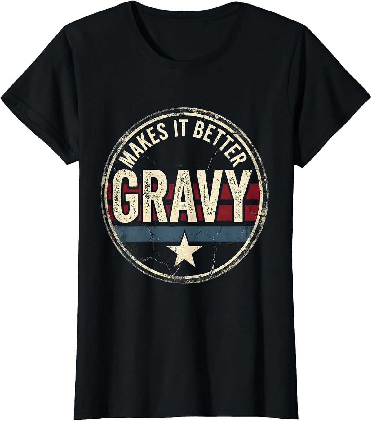 Women's Gravy Makes It Better Turkey Dinner Design T-Shirt - Black