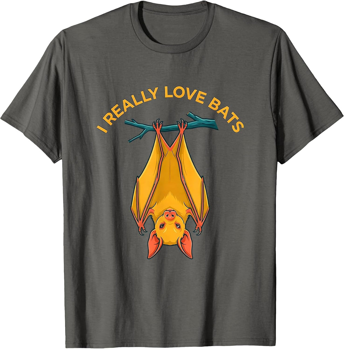 I Really Love Bats Funny Bat Lover Wildlife Conservation T-Shirt - Asphalt Grey