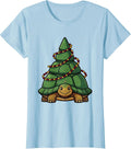 Women's Smiling Tortoise Christmas Animal Lover Funny Holiday T-Shirt - Baby Blue