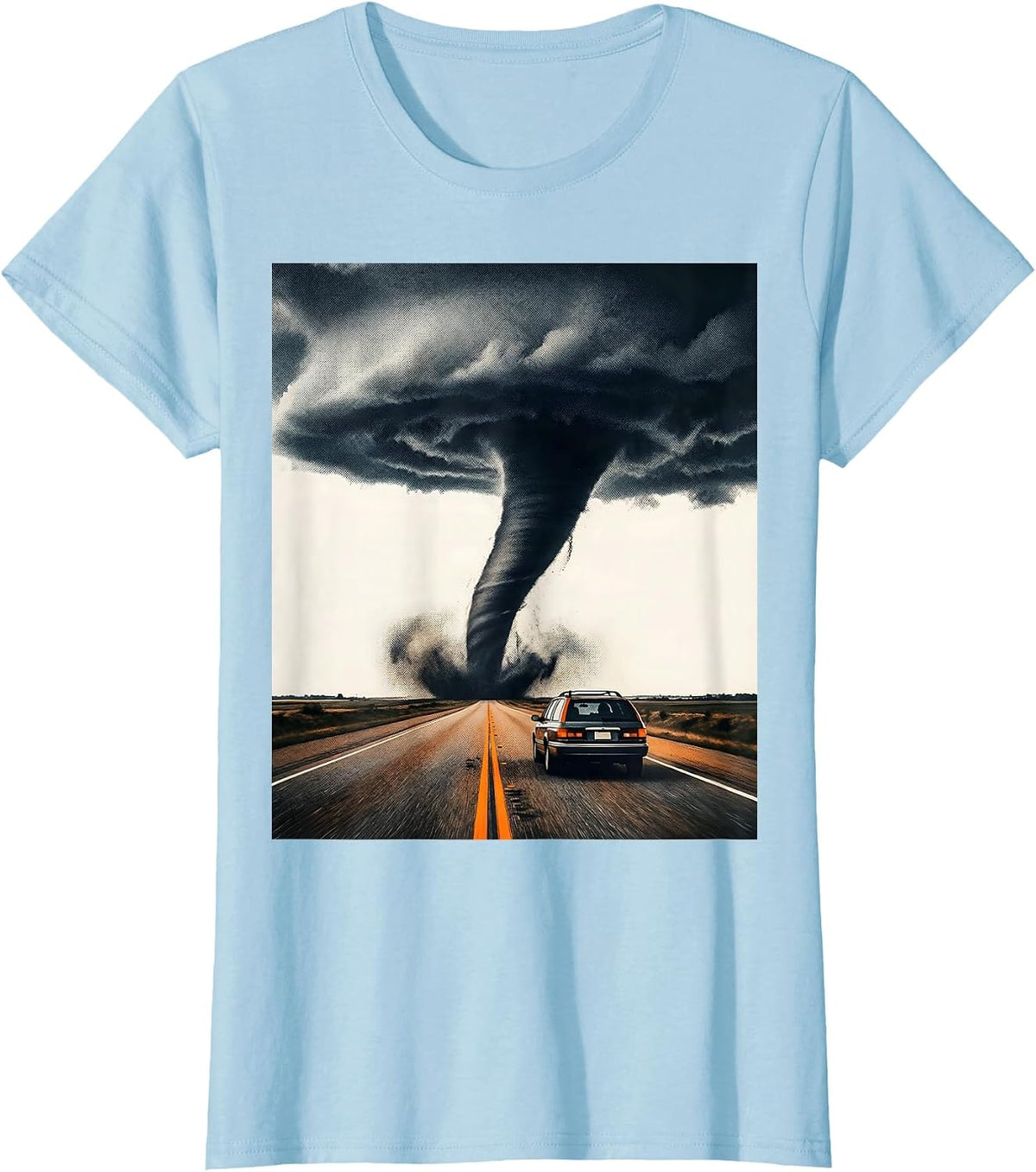 Women's Left-Leaning Tornado Funnel Storm Chaser Meteorology T-Shirt - Baby Blue