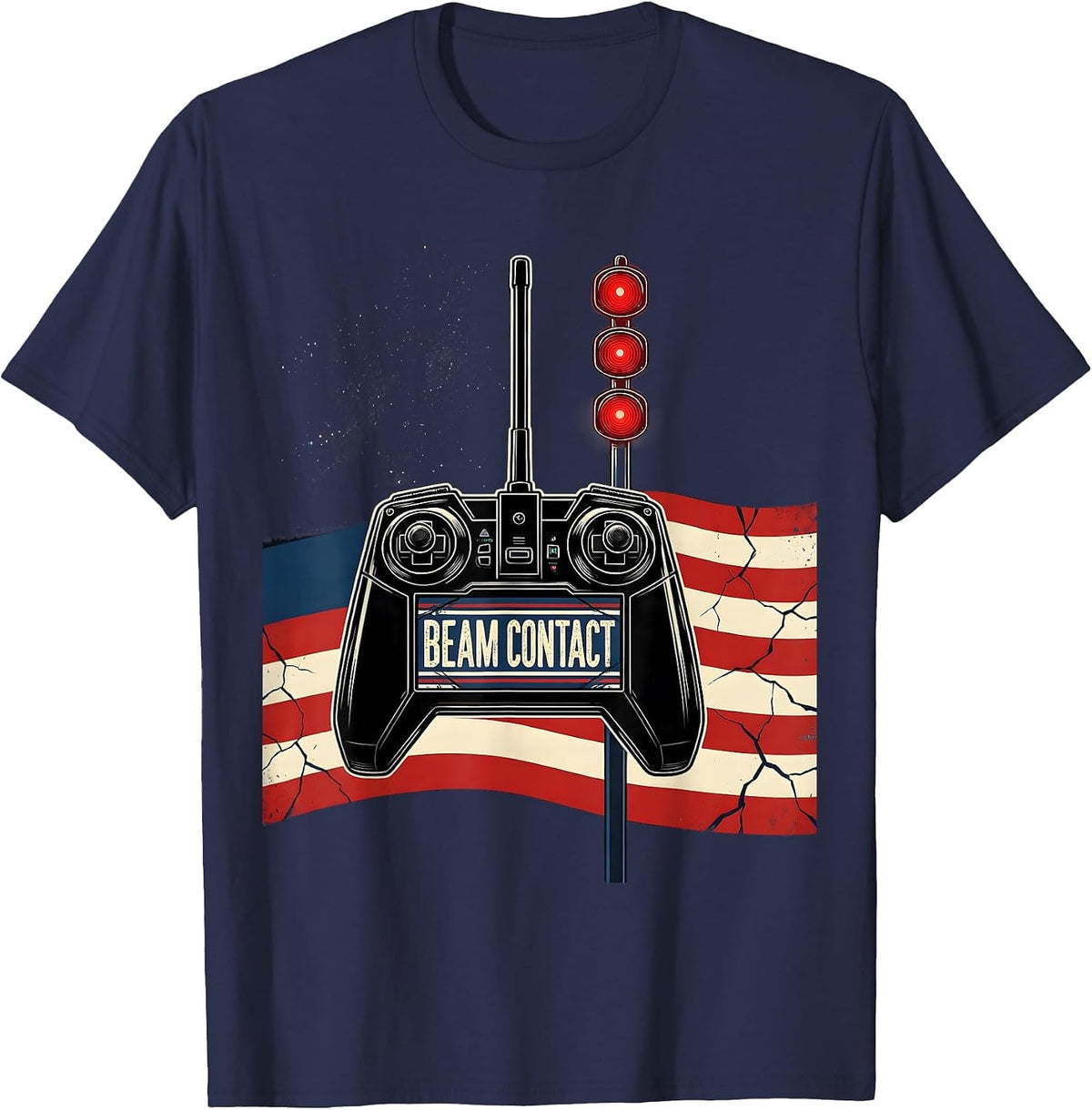 Men's Beam Contact Patriotic RC Racing American Flag Hobbyist Gift T-Shirt - Navy Blue