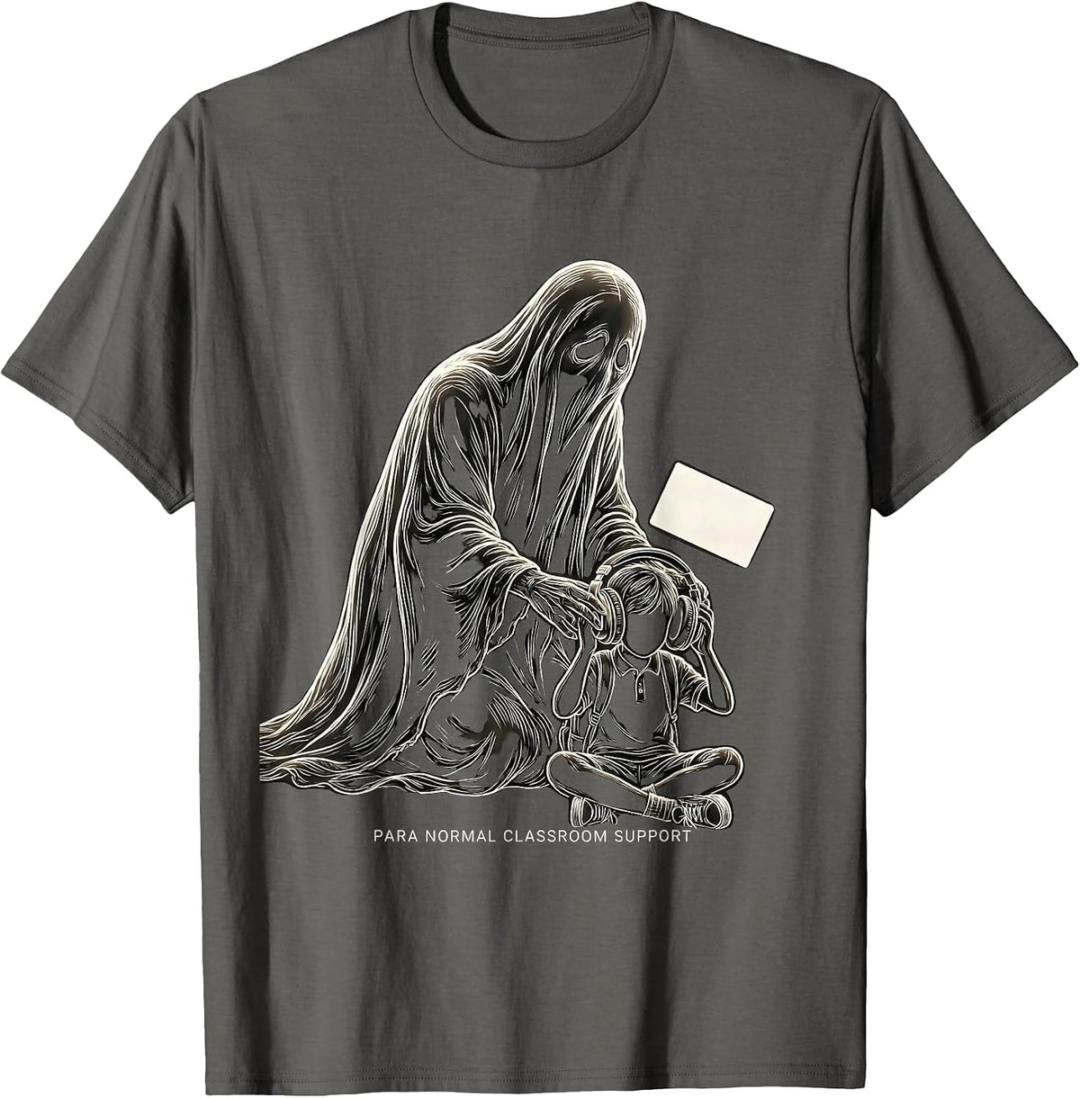 Men's Para Normal Classroom Support Funny Ghost Paraprofessional T-Shirt - Asphalt Grey