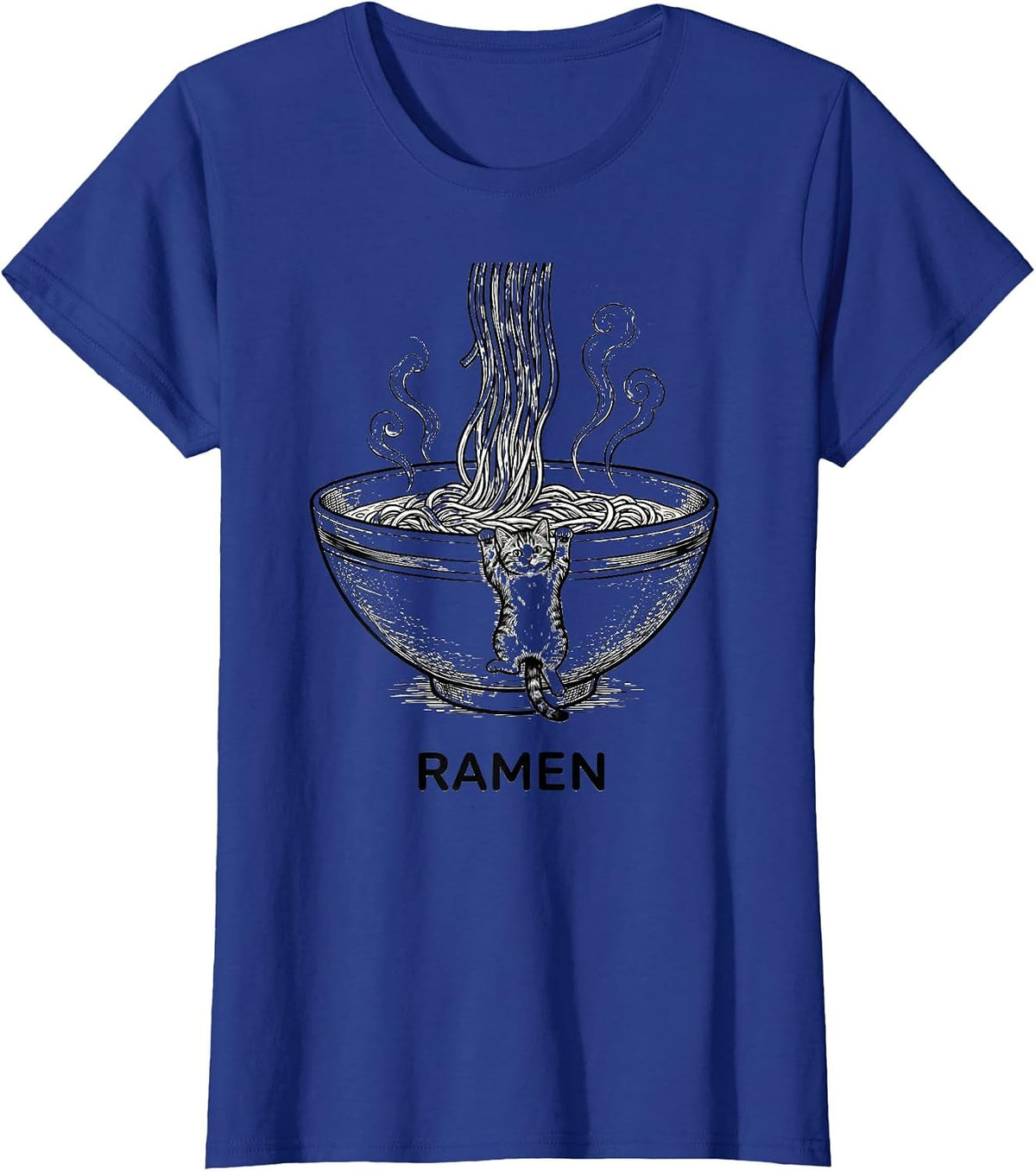 Women's RAMEN Kawaii Anime Cat Funny Japanese Humor Ramen Lover Gift T-Shirt - Royal Blue