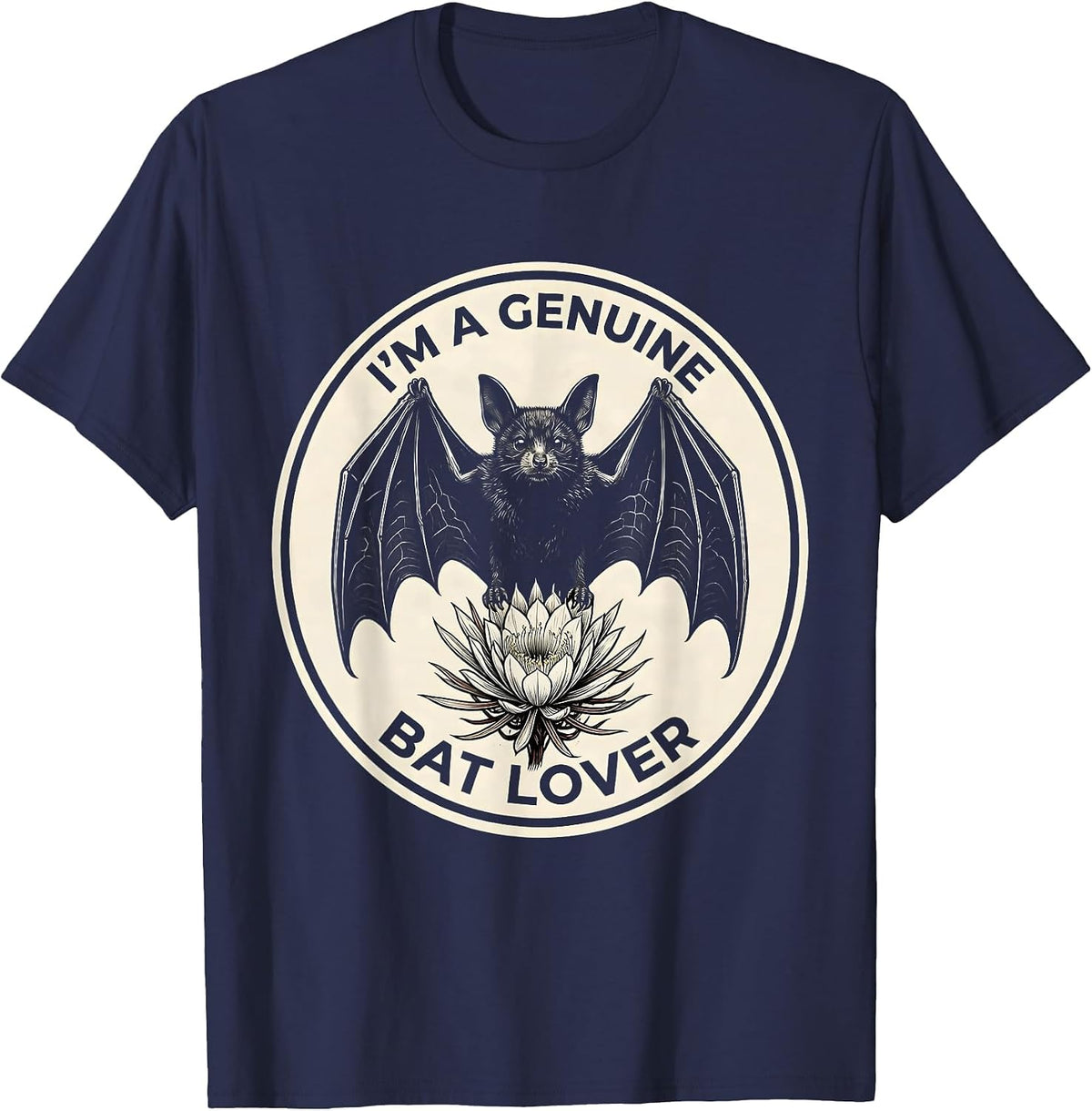 I'm A Genuine Bat Lover Vintage Bat Lover Halloween Nature T-Shirt - Navy Blue