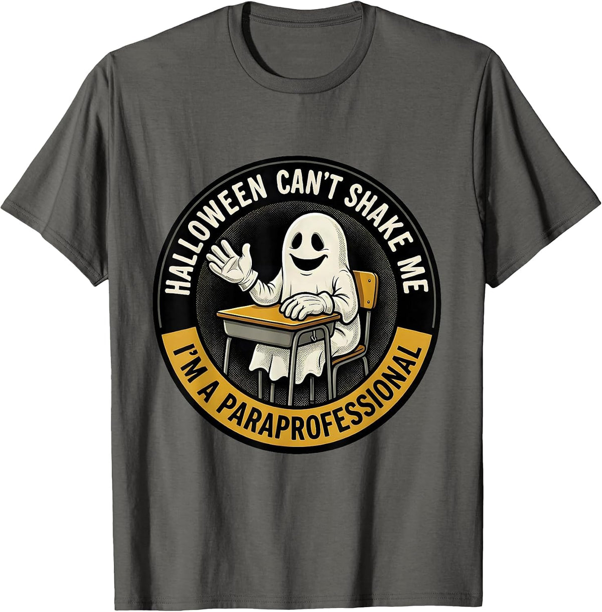 Men's Halloween Can't Shake Me, I'm A Paraprofessional Retro T-Shirt - Asphalt Grey