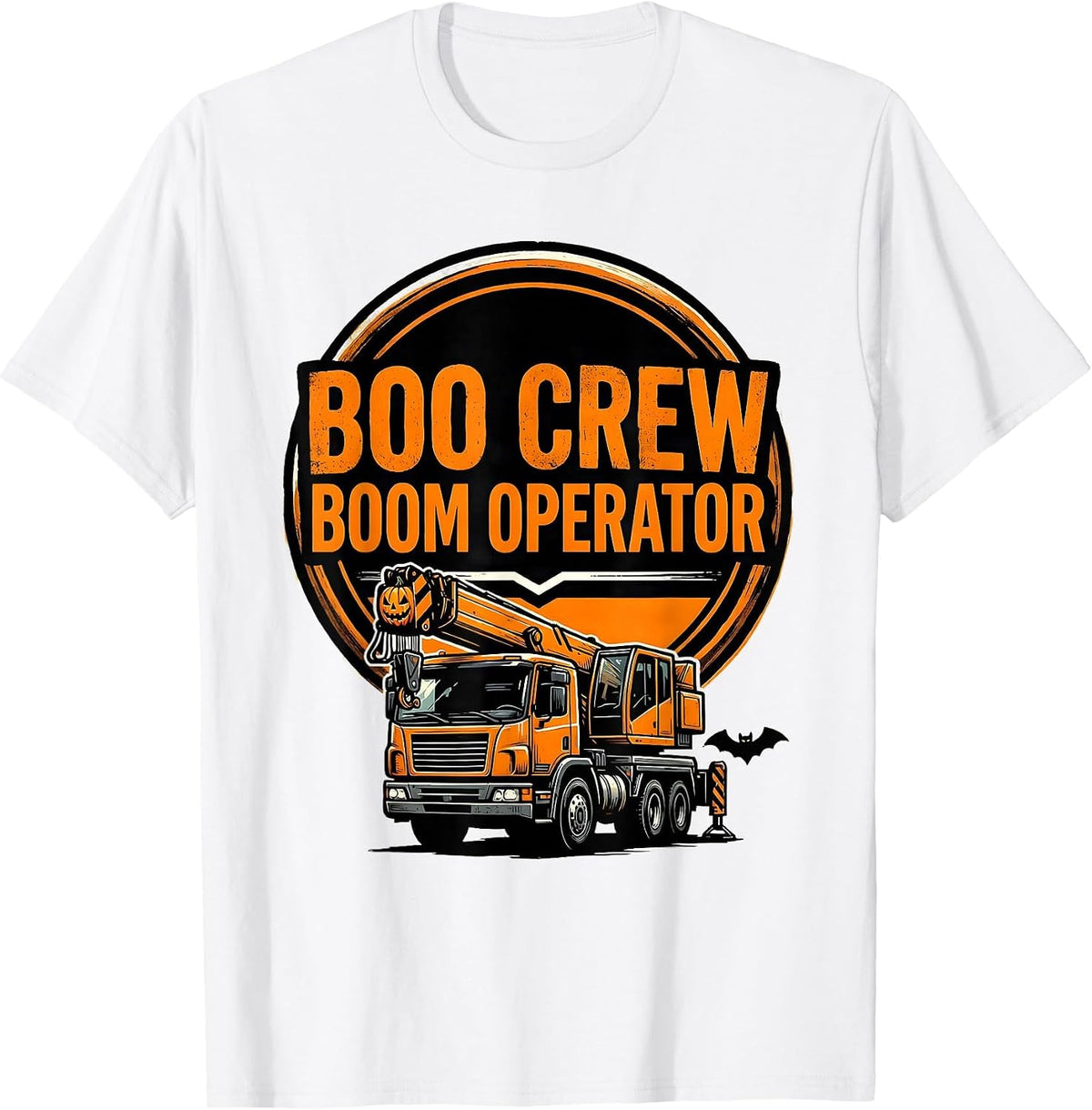 Men's Boo Crew Boom Operator Spooky Monster Truck Halloween Boys T-Shirt - White