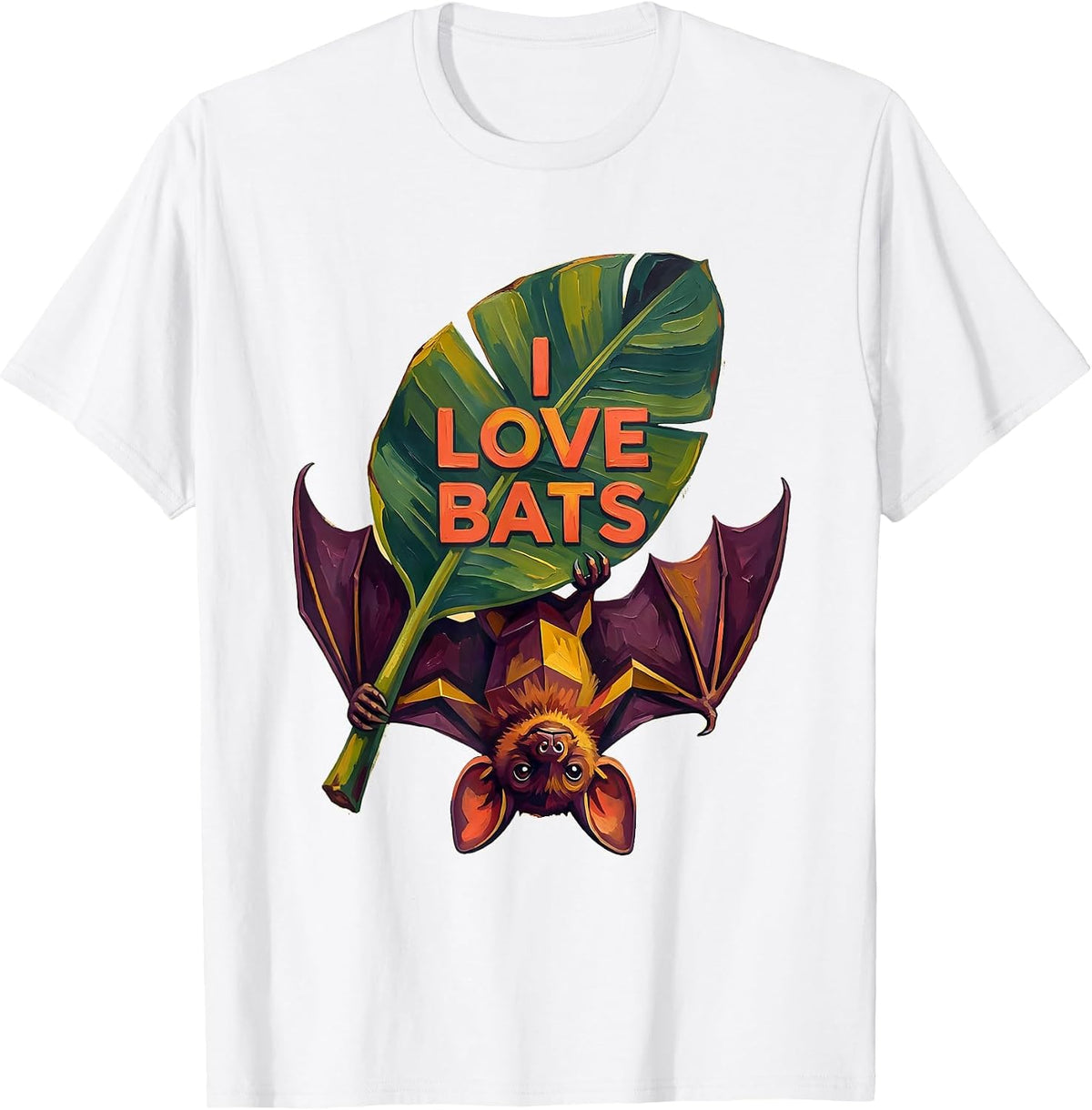 Men's I Love Bats Funny Bat Lover Wildlife Conservation Humor T-Shirt - White