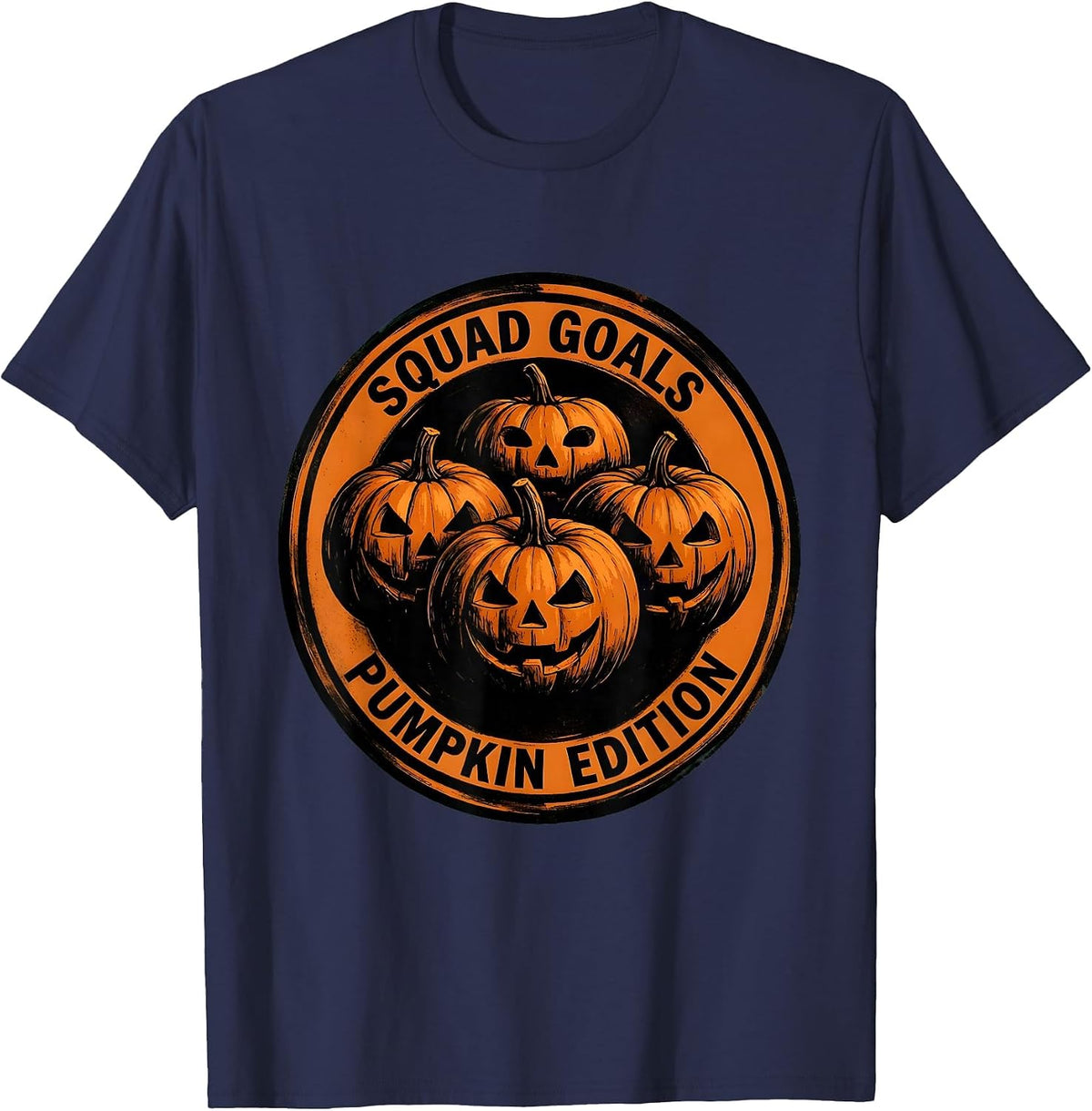 Squad Goals Pumpkin Edition Fall Group Design T-Shirt - Navy Blue