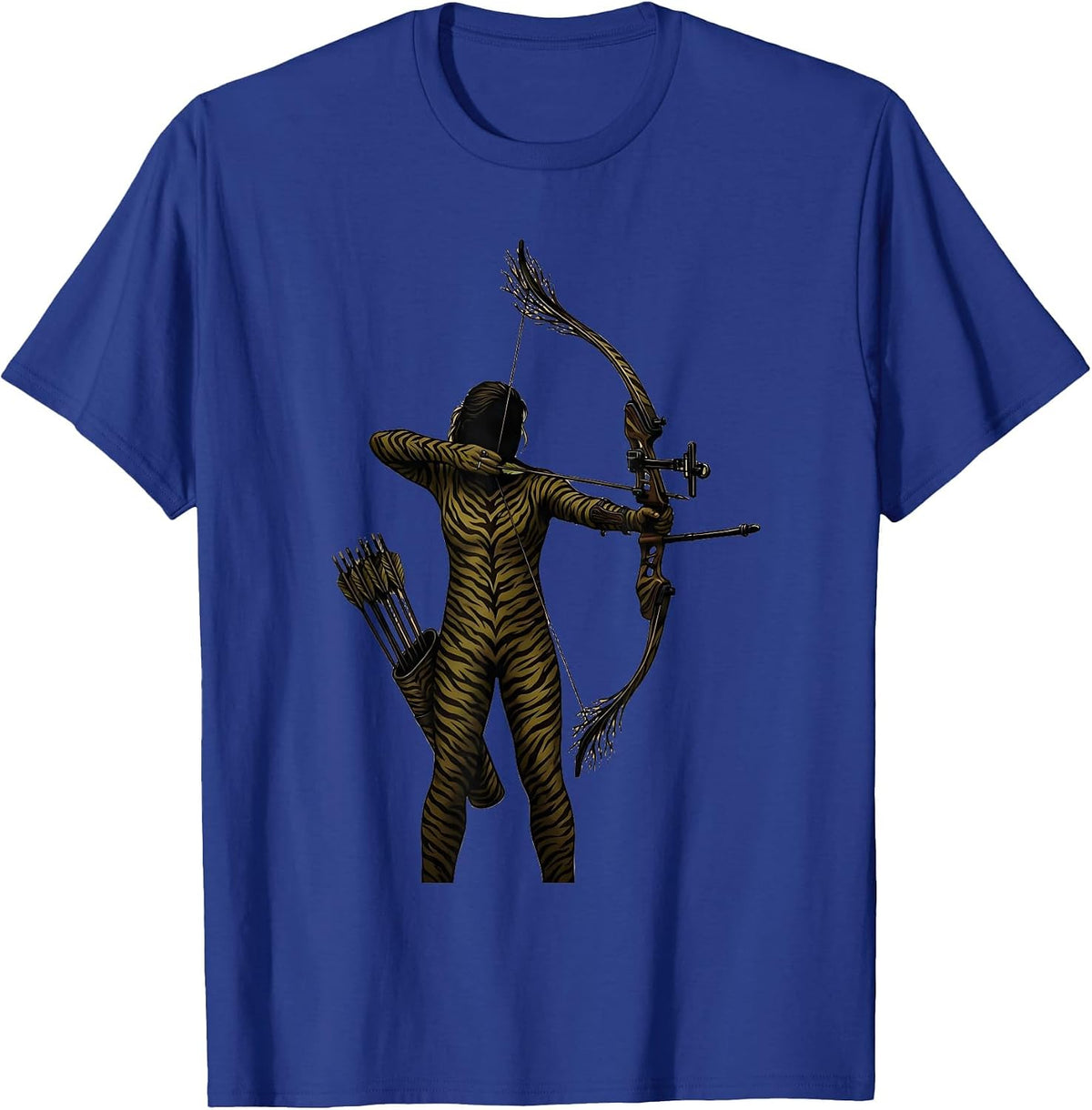 Camo Hunting Bow and Arrow Quiver Graphic T-Shirt - Royal Blue