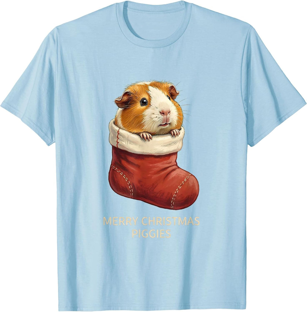 Men's Merry Christmas, Piggies Storybook Guinea Pig Pet Lover T-Shirt - Baby Blue