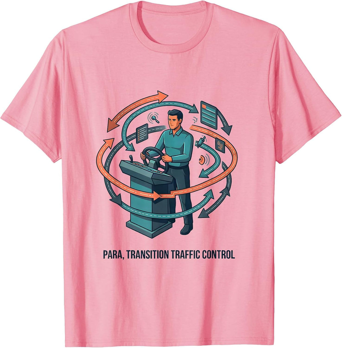 Men's Para Transition Traffic Control Funny Paraprofessional T-Shirt - Pink
