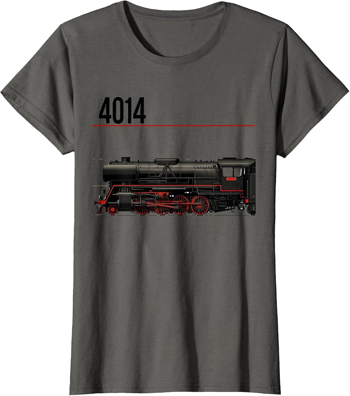 Women's 4014 Vintage Steam Locomotive Railroad Enthusiast Hobby Wear T-Shirt - Asphalt Grey