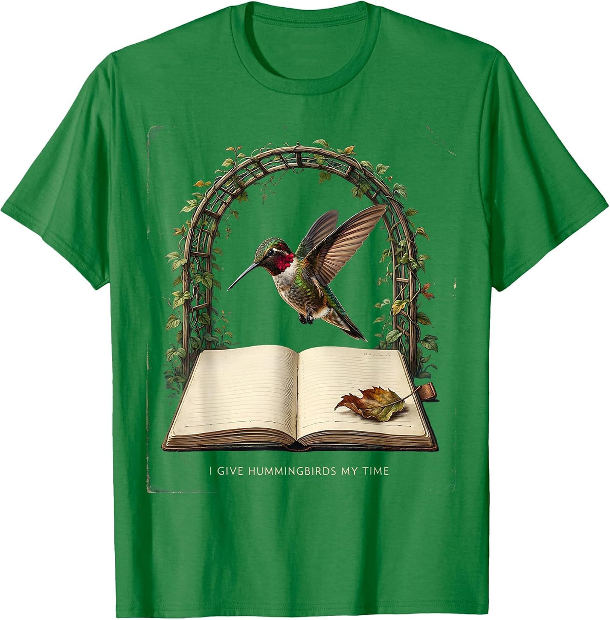 Men's I Give Hummingbirds My Time Vintage Bird Lover Hummingbird T-Shirt - Kelly Green