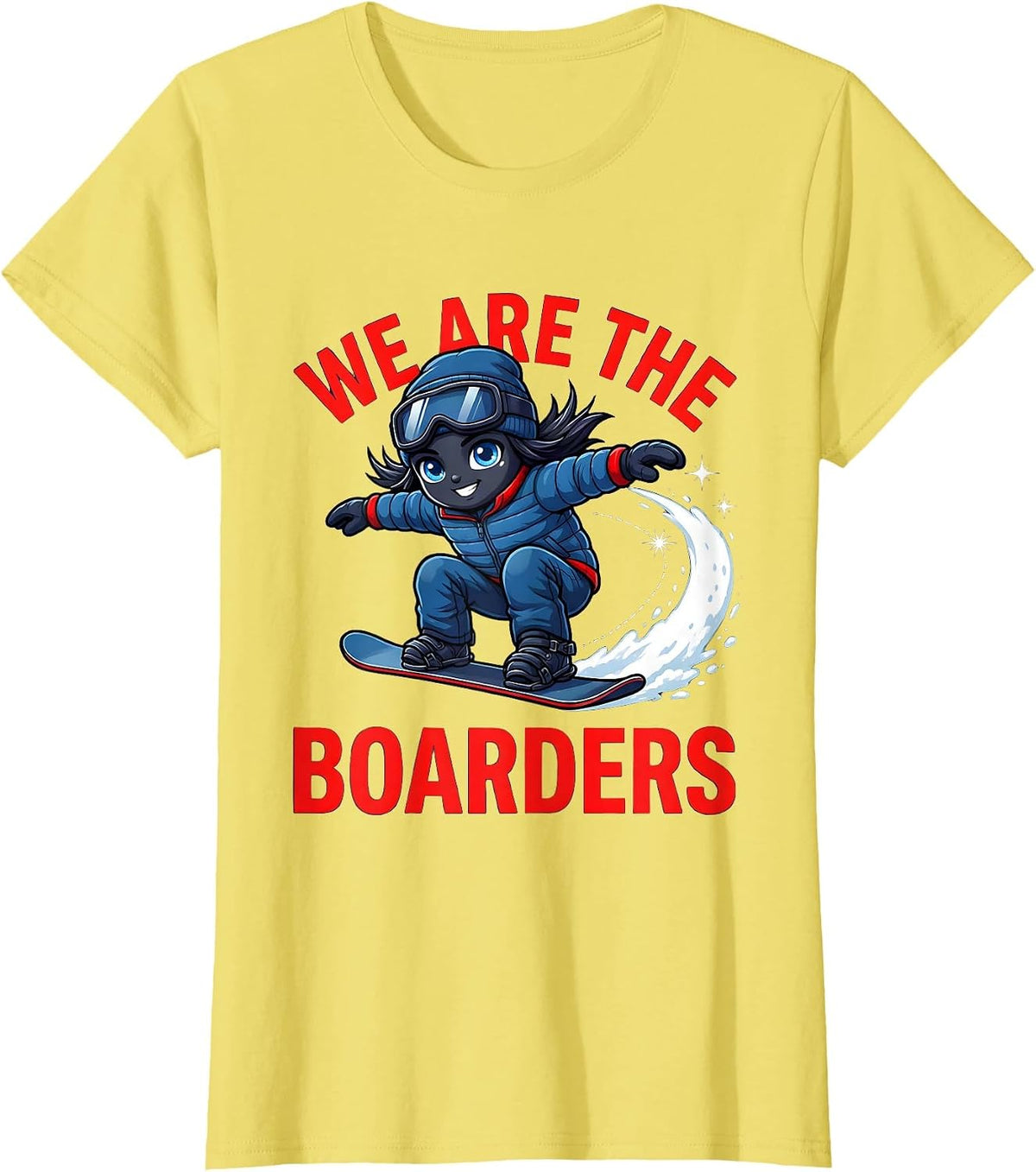 WE ARE THE BOARDERS Funny Cartoon Snowboarder Winter Gift T-Shirt - Lemon Yellow