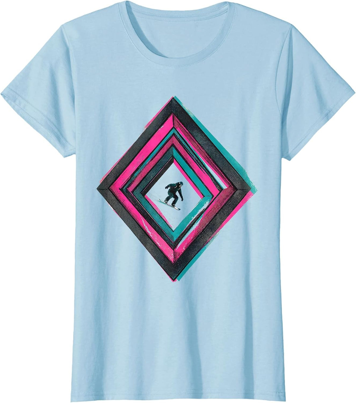 Double Diamond Grading Gate Snowboarder Dad Humor T-Shirt - Baby Blue