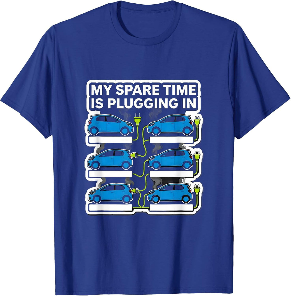 Men's My Spare Time Is Plugging In Funny Car Enthusiast Electric T-Shirt - Royal Blue