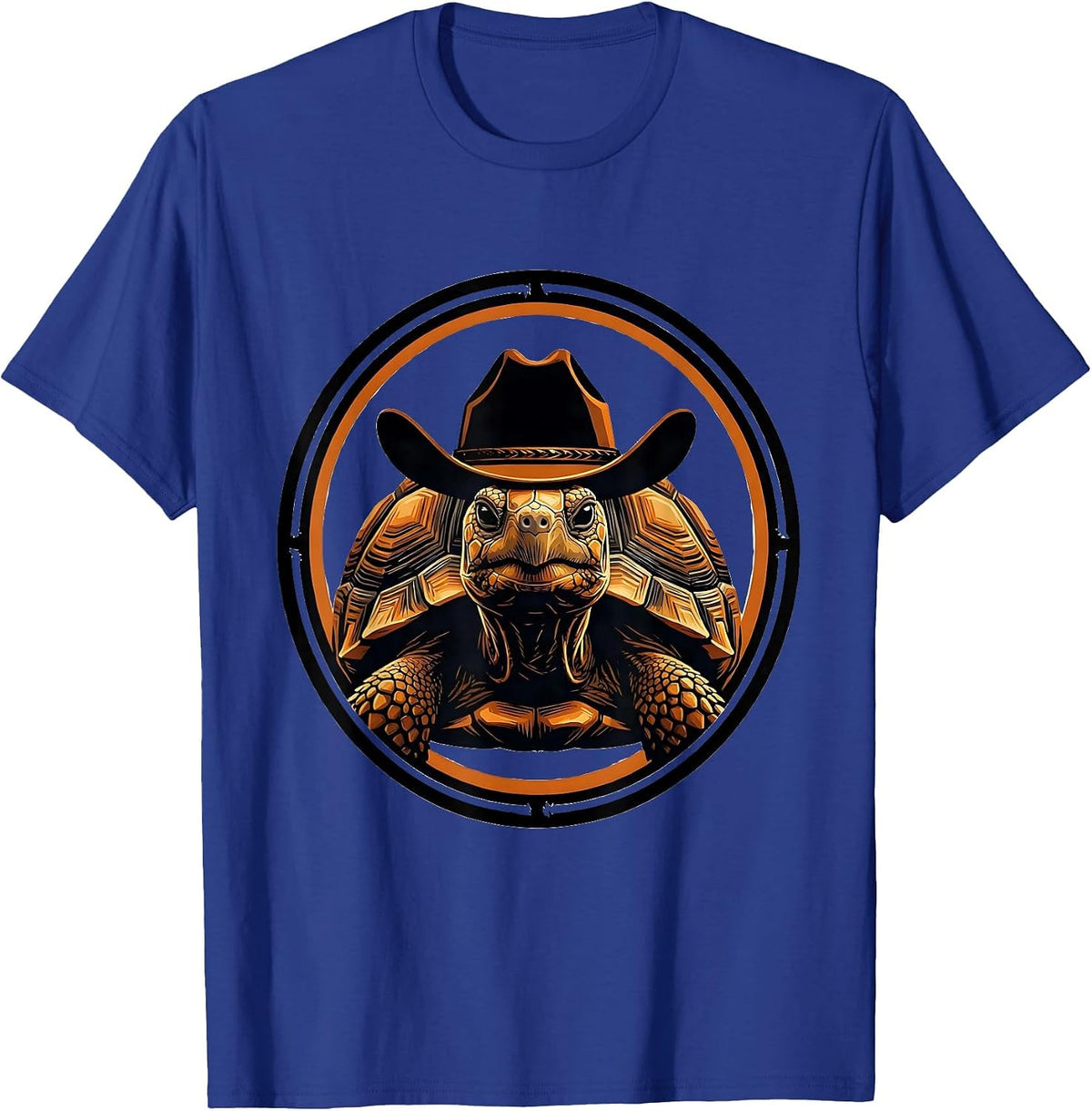 Men's Desert Tortoise Cowboy Hat Illustration T-Shirt - Royal Blue
