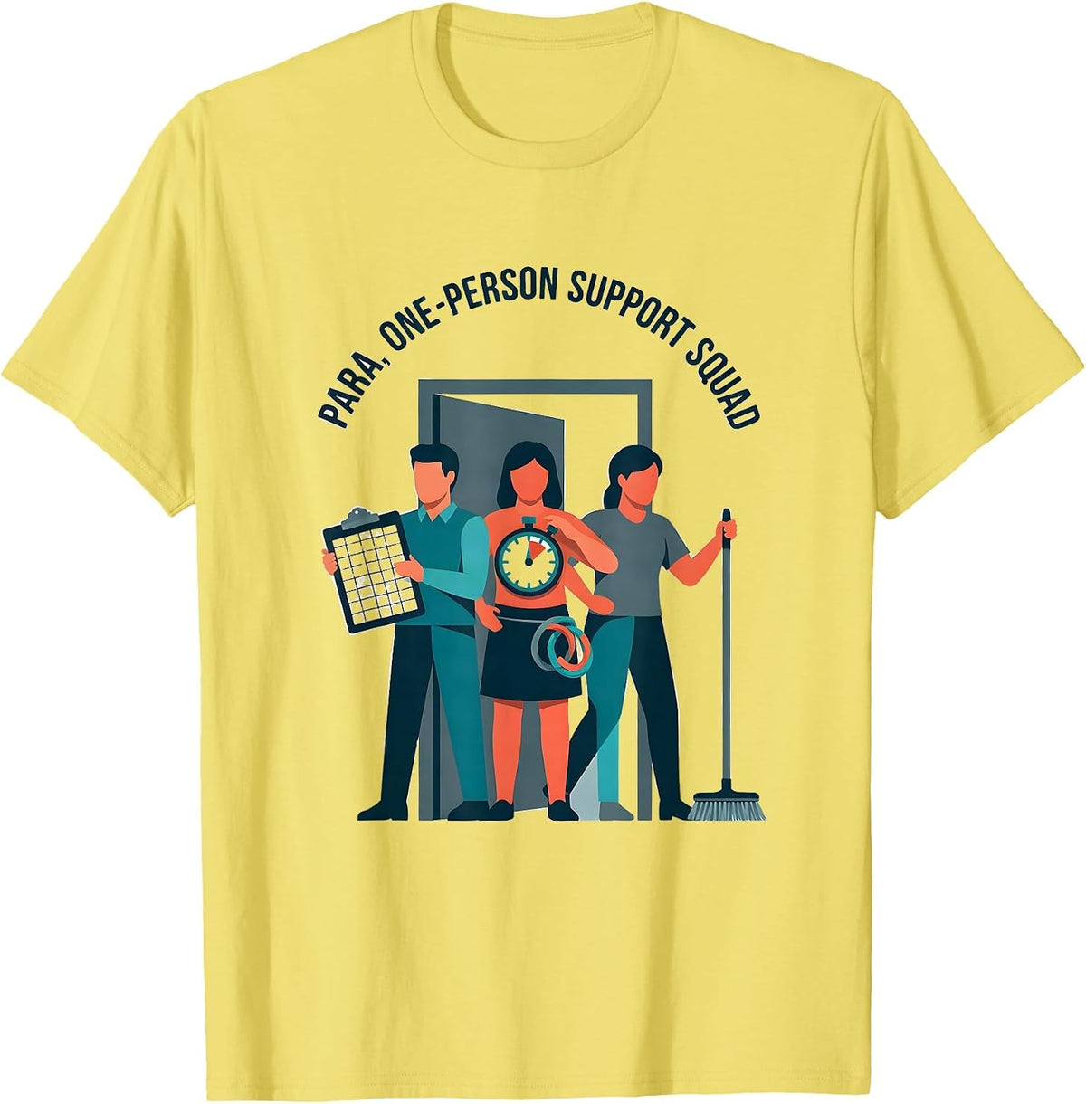 Men's Para One-Person Support Squad Funny Paraprofessional Gift T-Shirt - Lemon Yellow