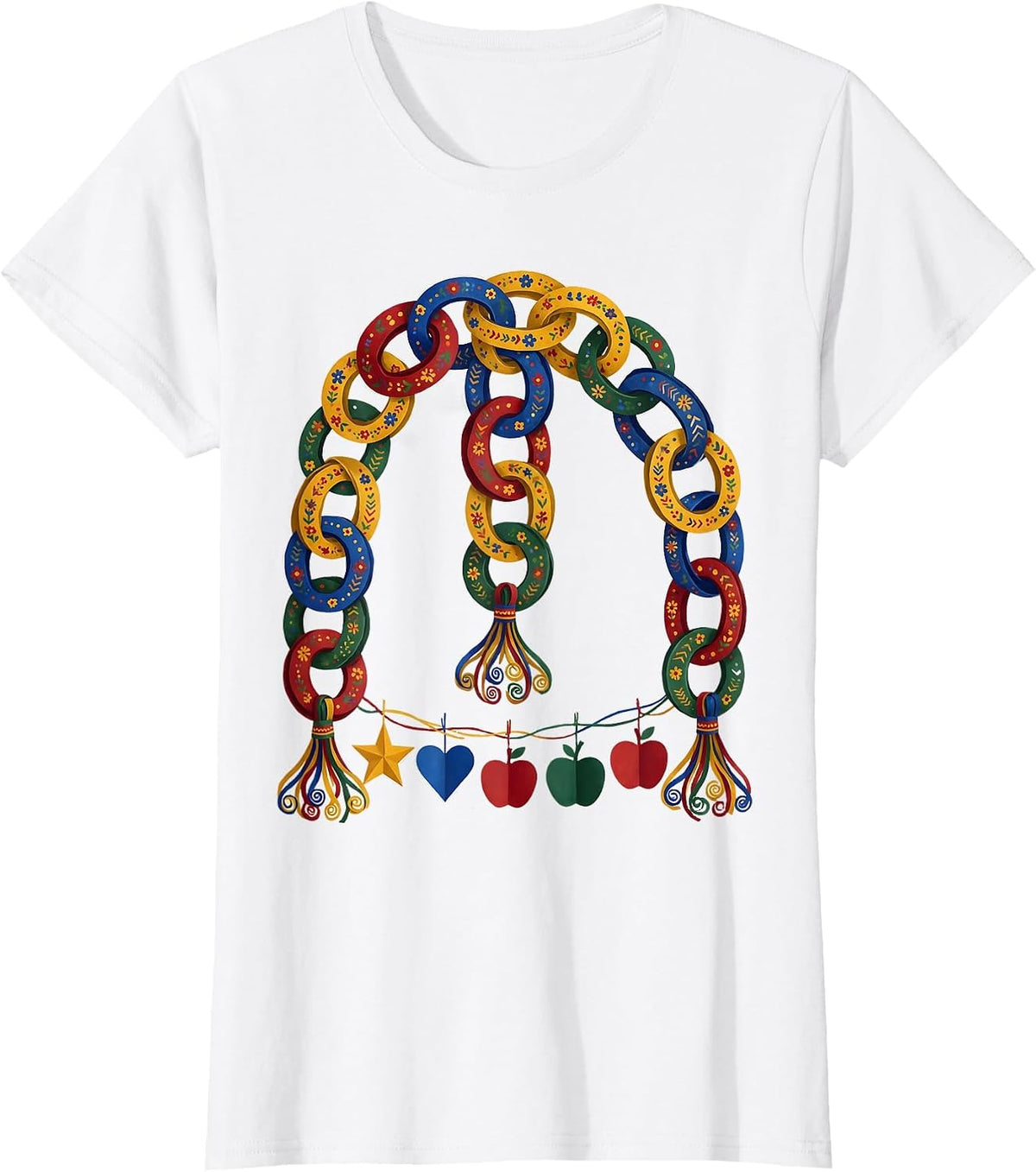 Kindergarten Teacher Construction Paper Chain Garland T-Shirt - White