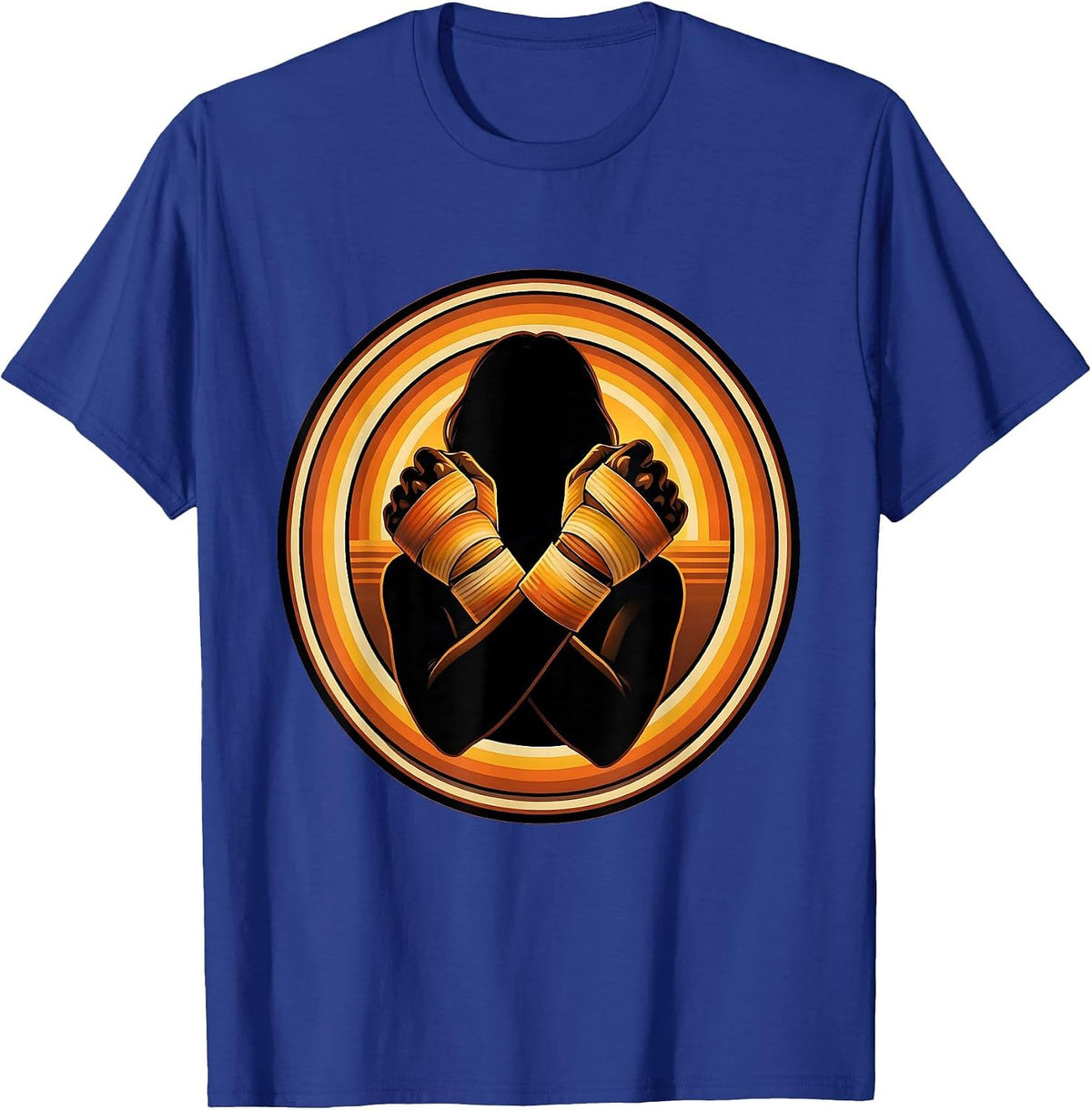Men's Boxer Hand Wrapping Fighter Training Graphic T-Shirt - Royal Blue