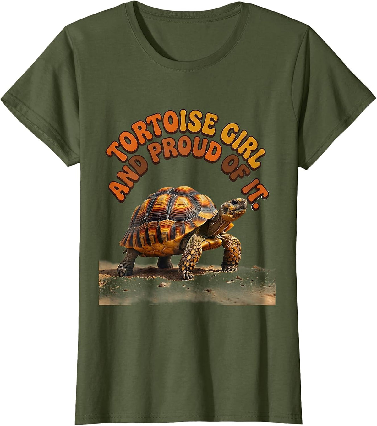 Women's Tortoise Girl And Proud Of It Retro 70s Turtle Lover Gift T-Shirt - Olive Green