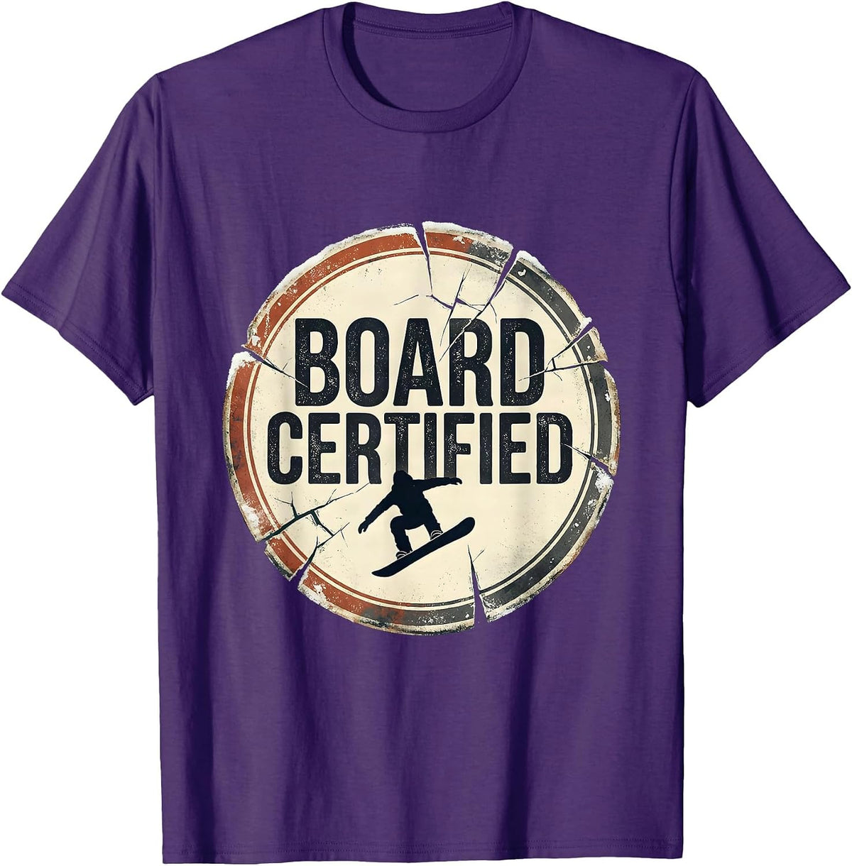 Board Certified Distressed Snowboarder Rider Gift T-Shirt - Purple