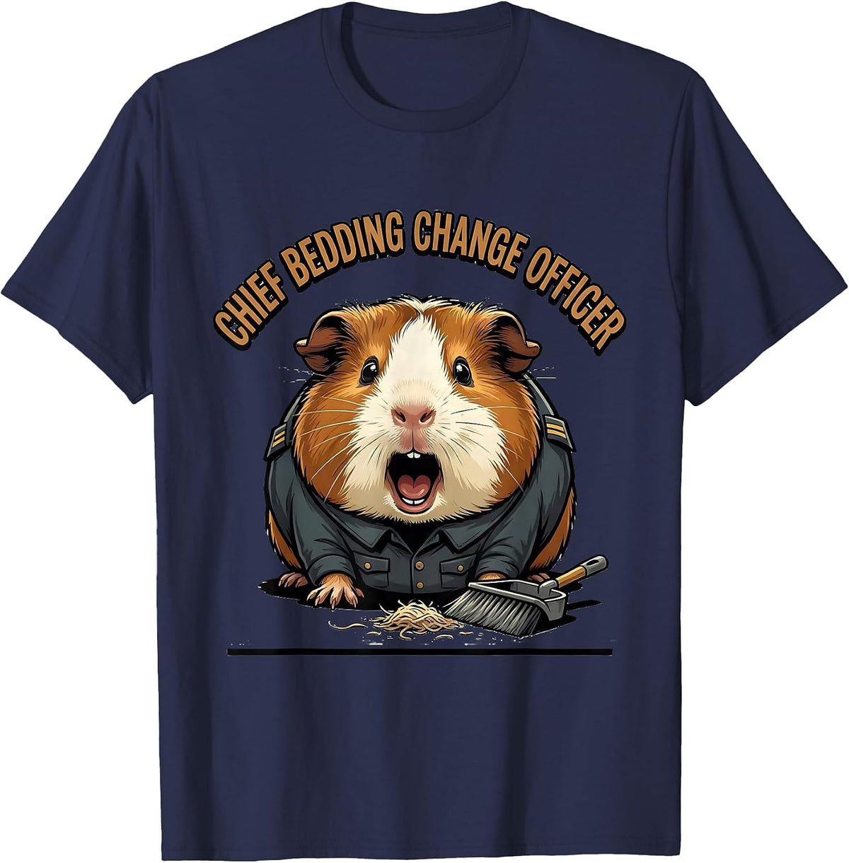 Men's Chief Bedding Change Officer Funny Guinea Pig Pet Lover T-Shirt - Navy Blue