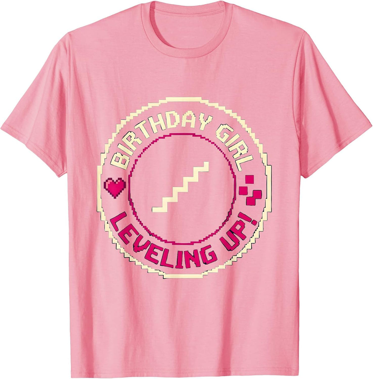 Men's Birthday Girl Leveling Up! Pixel Art Gamer Birthday Girl T-Shirt - Pink