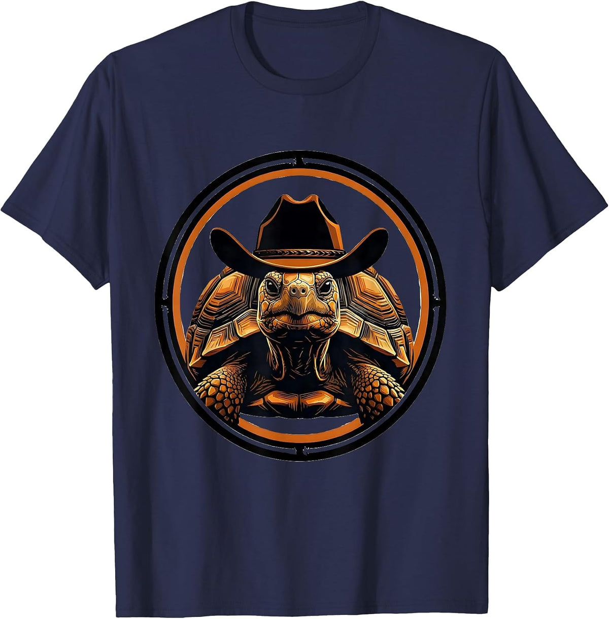 Men's Desert Tortoise Cowboy Hat Illustration T-Shirt - Navy Blue