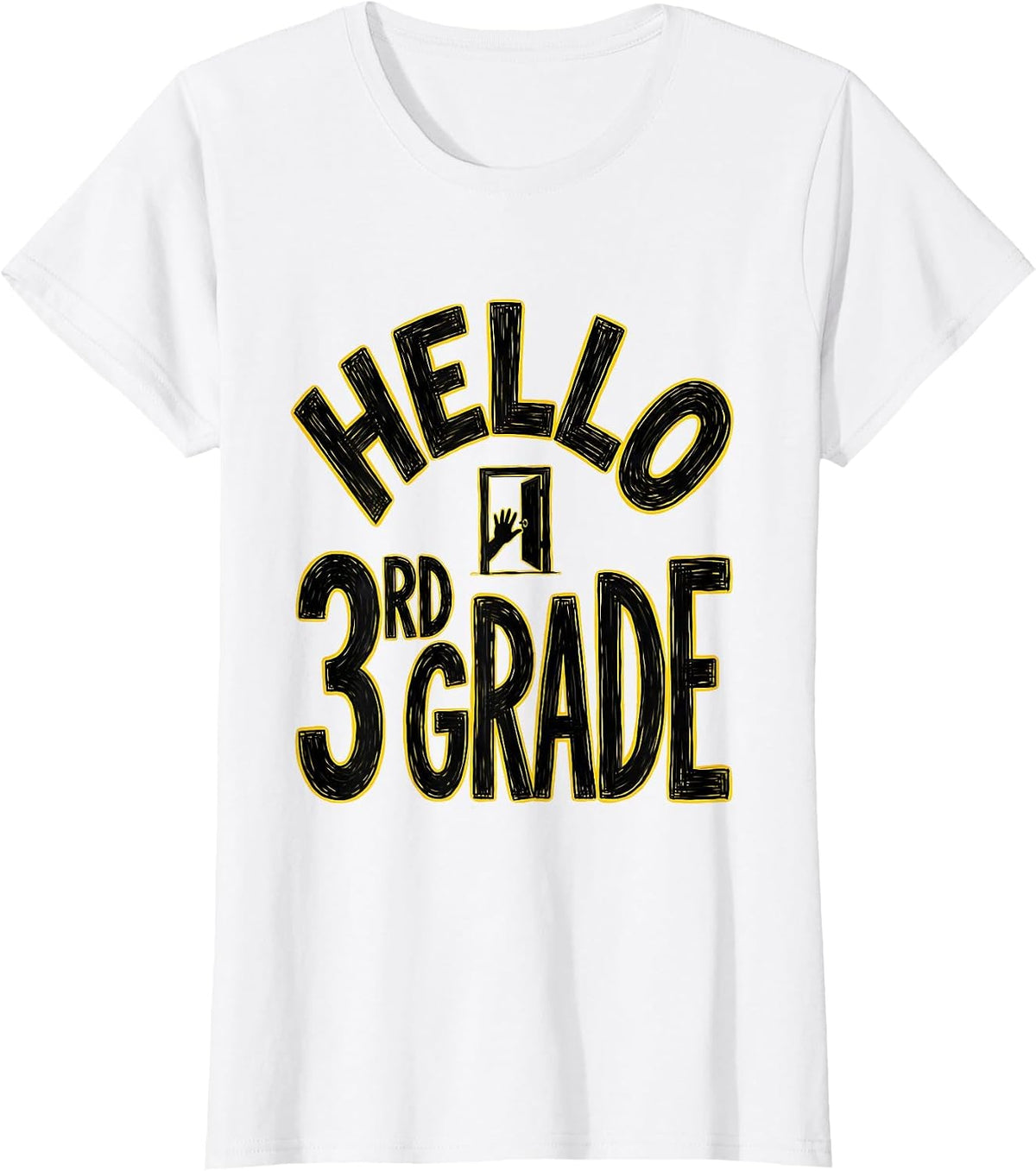 Hello, 3rd Grade Playful Third Grade Teacher Back To School T-Shirt - White