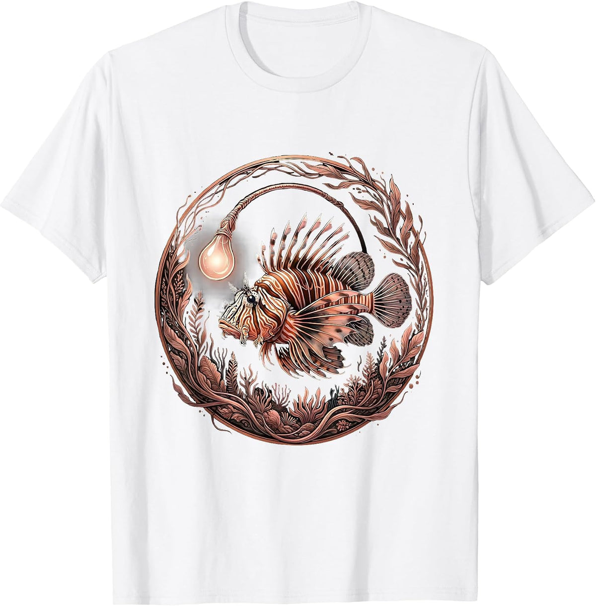 Bioluminescent Anglerfish Deep Sea Glow Art T-Shirt - White