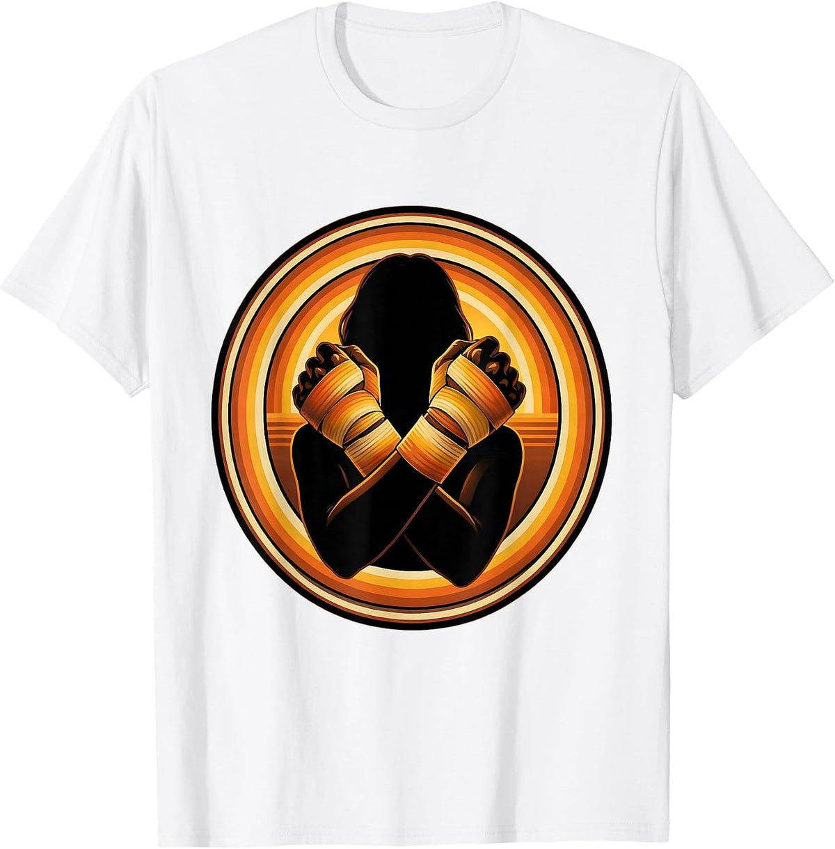 Men's Boxer Hand Wrapping Fighter Training Graphic T-Shirt - White