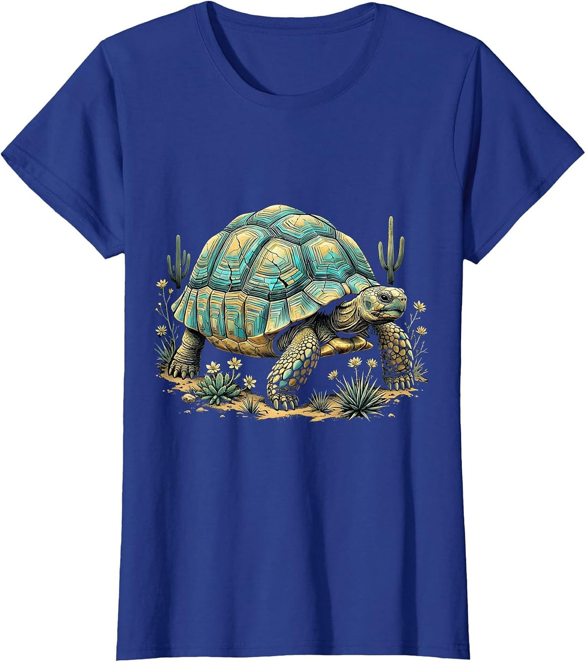 Women's Desert Tortoise Turquoise Shell Western Design T-Shirt - Royal Blue