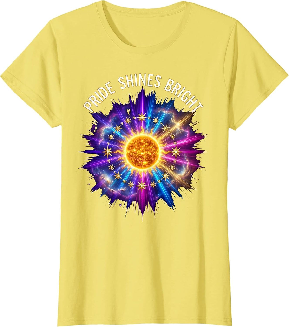 Pride Shines Bright Celebration Design T-Shirt - Lemon Yellow