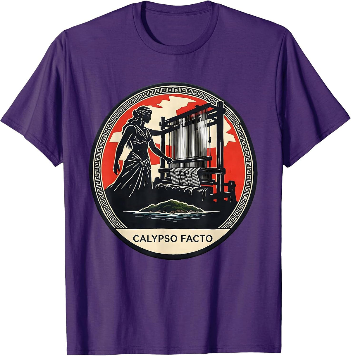 Men's Calypso Facto Stencil Graphic Greek Mythology Gods Pun T-Shirt - Purple