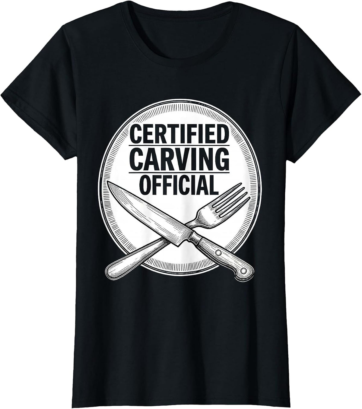 Women's CERTIFIED CARVING OFFICIAL Funny Thanksgiving Family Humor T-Shirt - Black