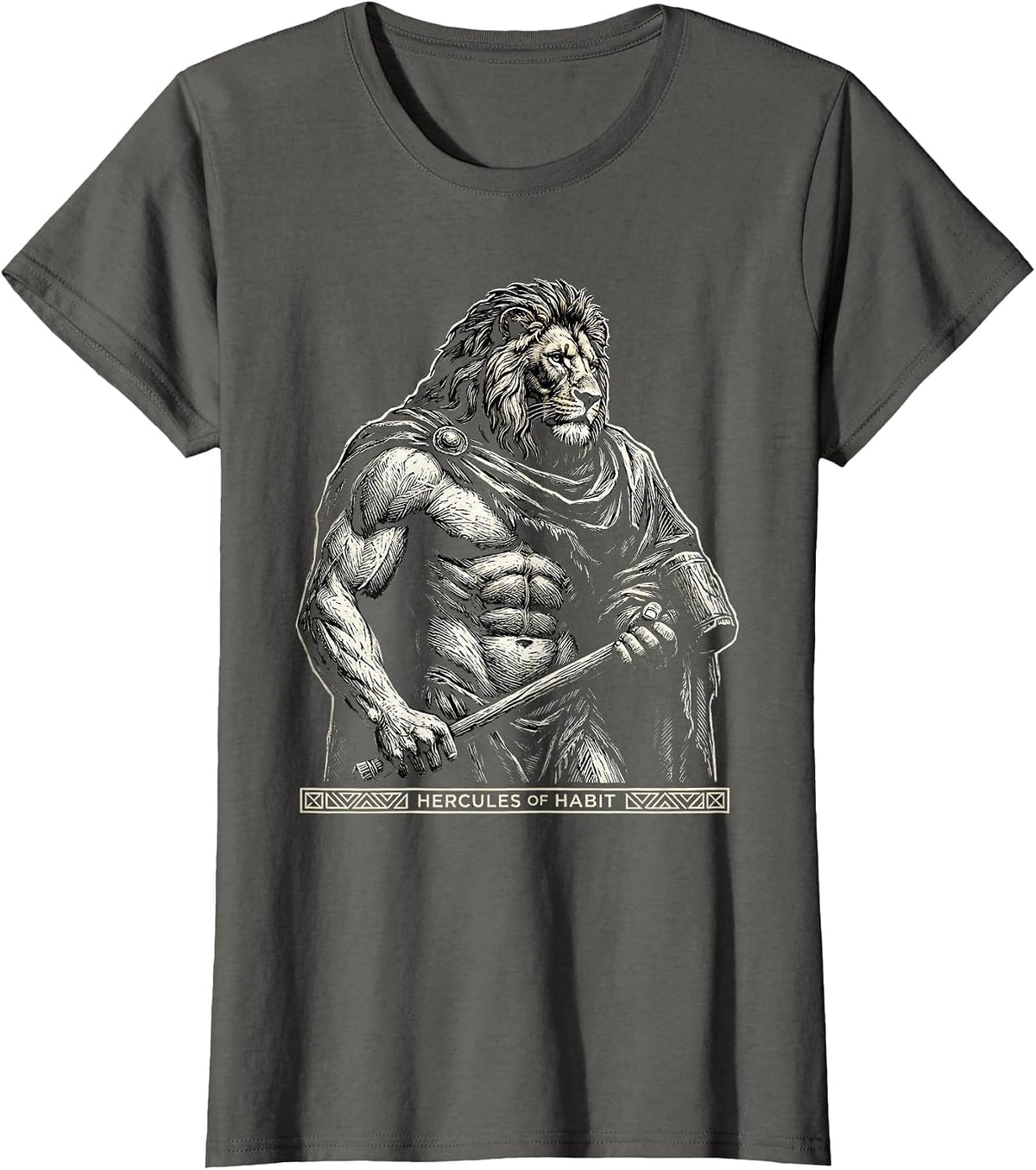 Women's Hercules Of Habit Funny Greek Mythology Gods Pun Parody T-Shirt - Asphalt Grey