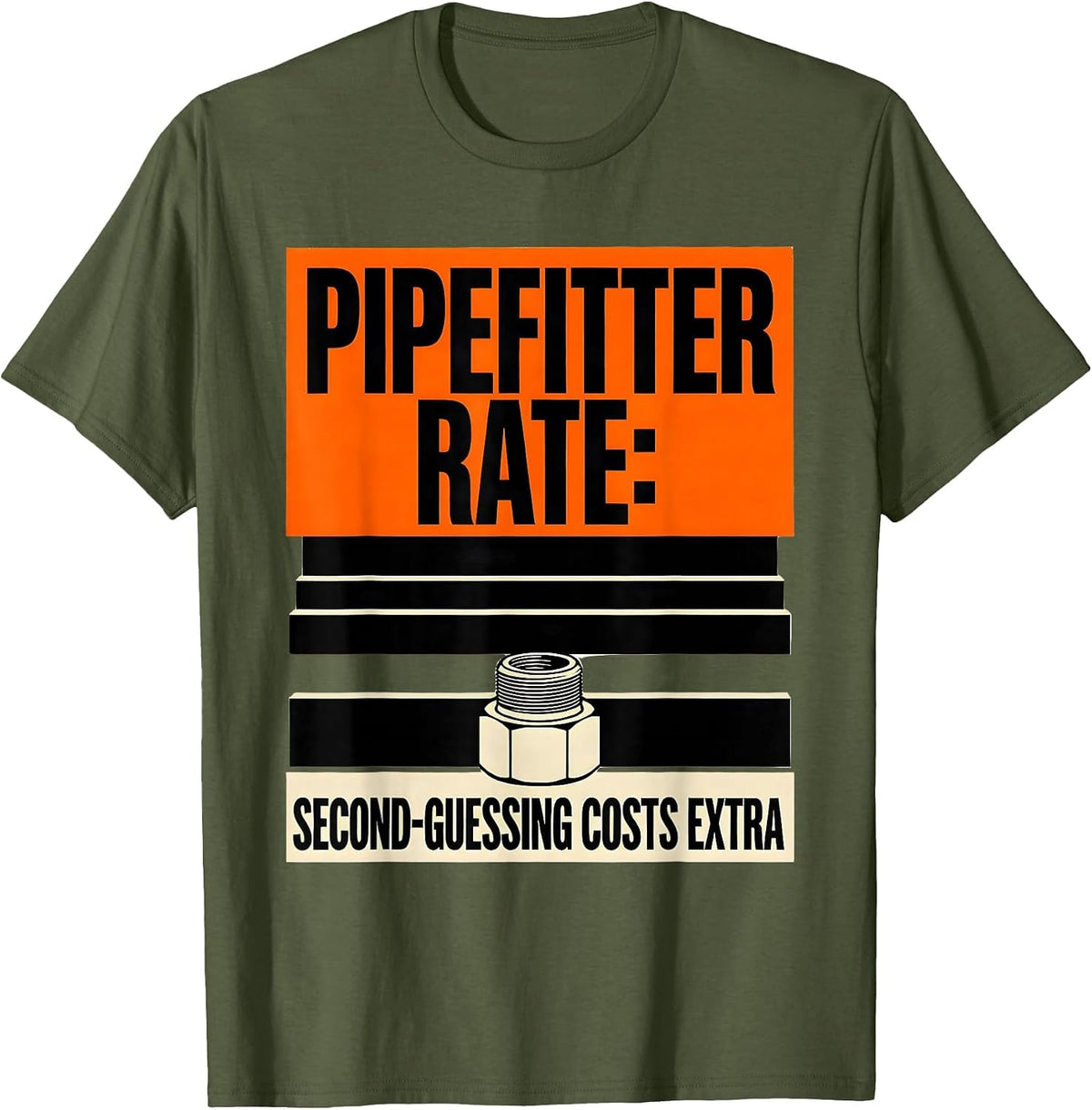 Pipefitter Rate: Second-Guessing Costs Extra Funny T-Shirt - Olive Green