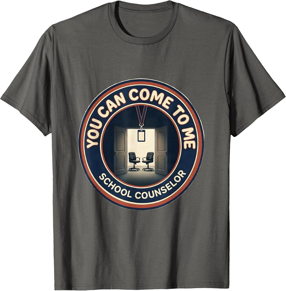 Men's You Can Come To Me Groovy Retro School Counselor T-Shirt - Asphalt Grey
