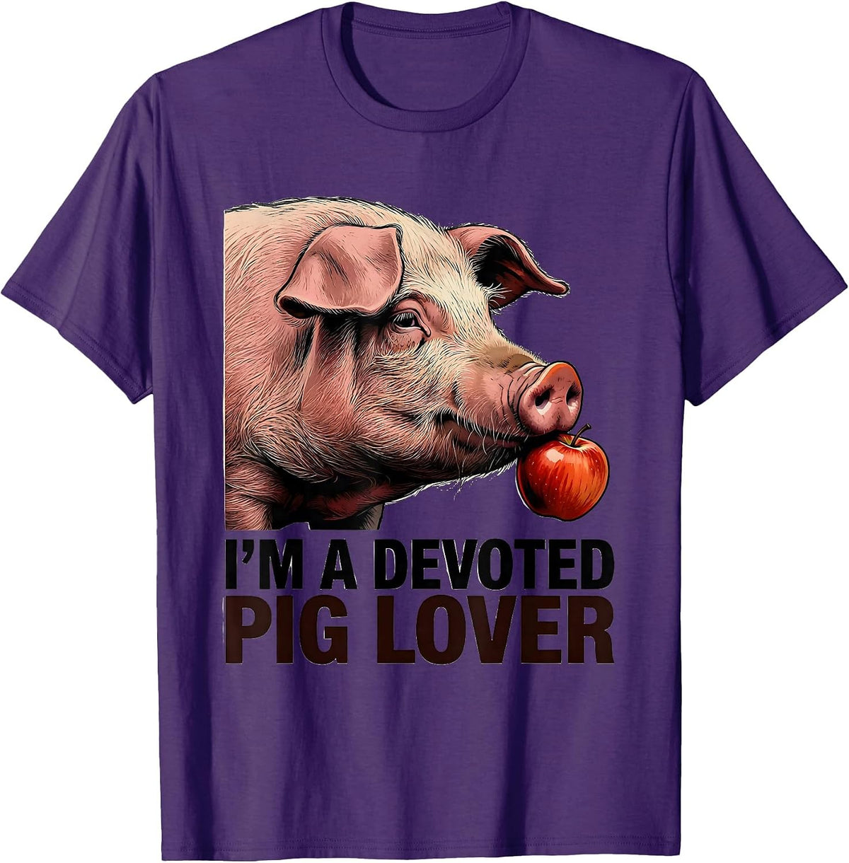 I’m A Devoted Pig Lover Funny Farm Animal Lover Gift T-Shirt - Purple