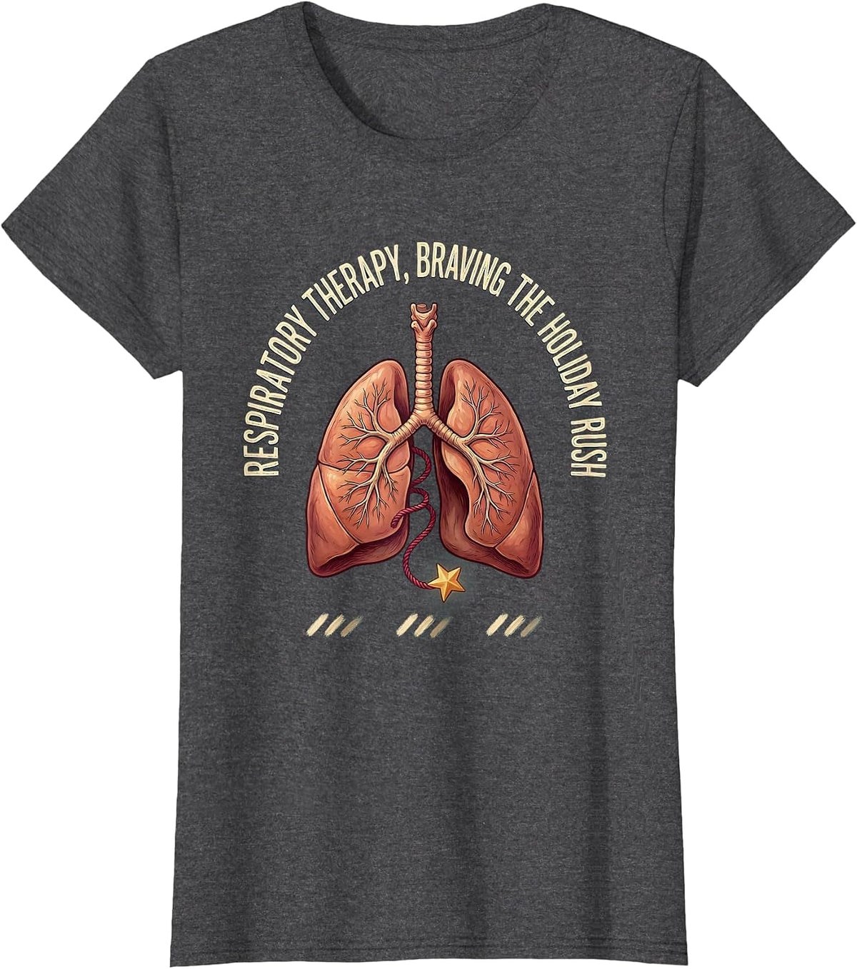 Women's Respiratory Therapy Braving The Holiday Rush Respiratory T-Shirt - Dark Heather Grey