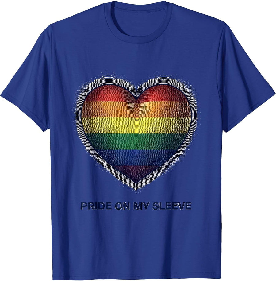 Pride On My Sleeve LGBTQ Pride Flag Design T-Shirt - Royal Blue