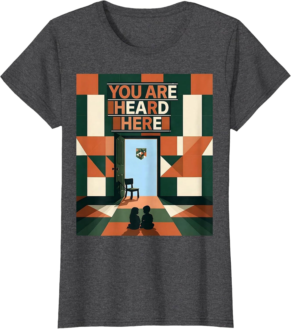 Women's You Are Heard Here Supportive Mental Health Counselor T-Shirt - Dark Heather Grey