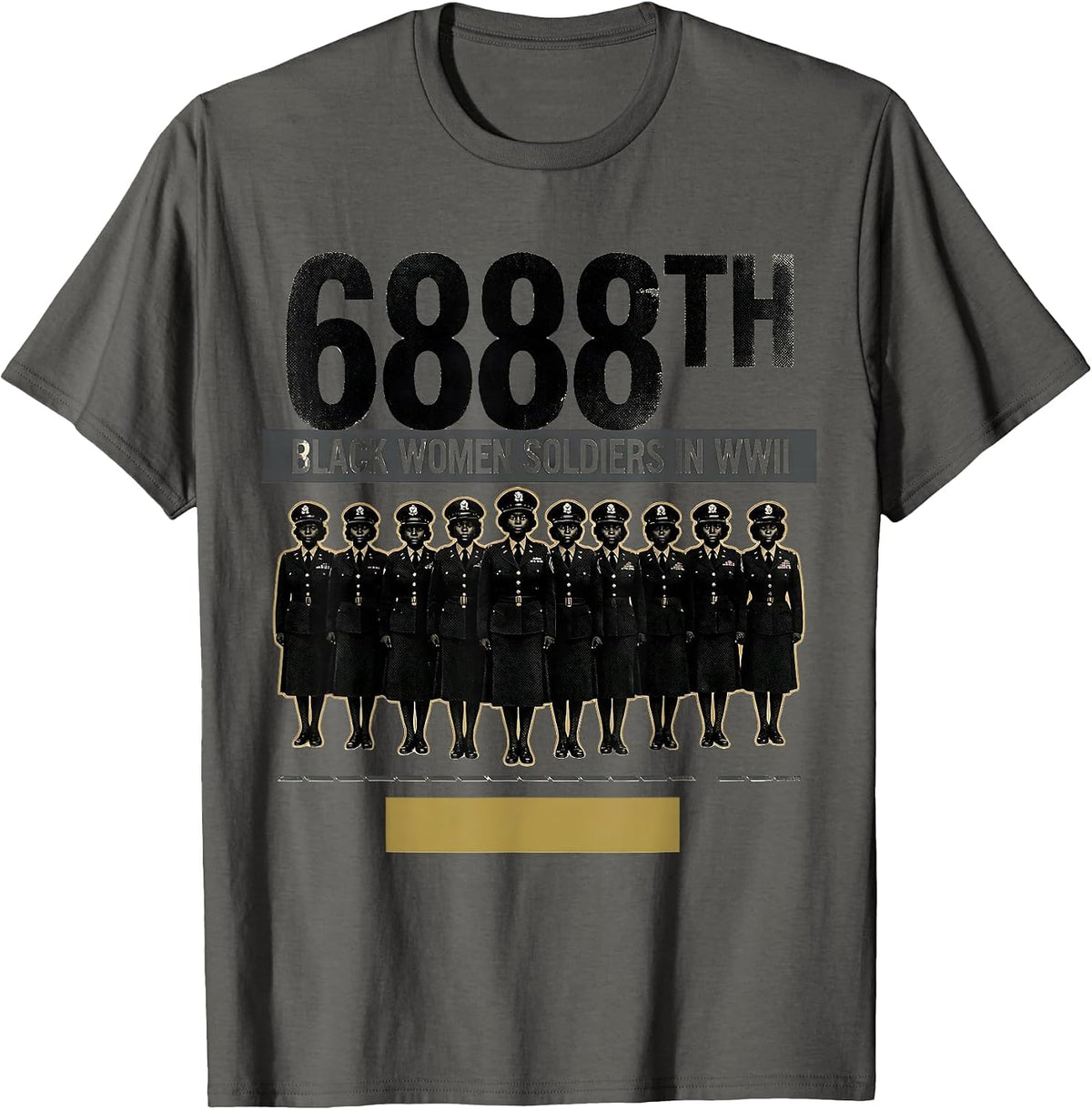 Men's 6888TH Black Women Soldiers In Wwii Historical Tribute T-Shirt - Asphalt Grey